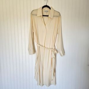 JACQUIE THE LABEL Cream Minimalist Cotton Blend Lightweight Shirt Dress Large